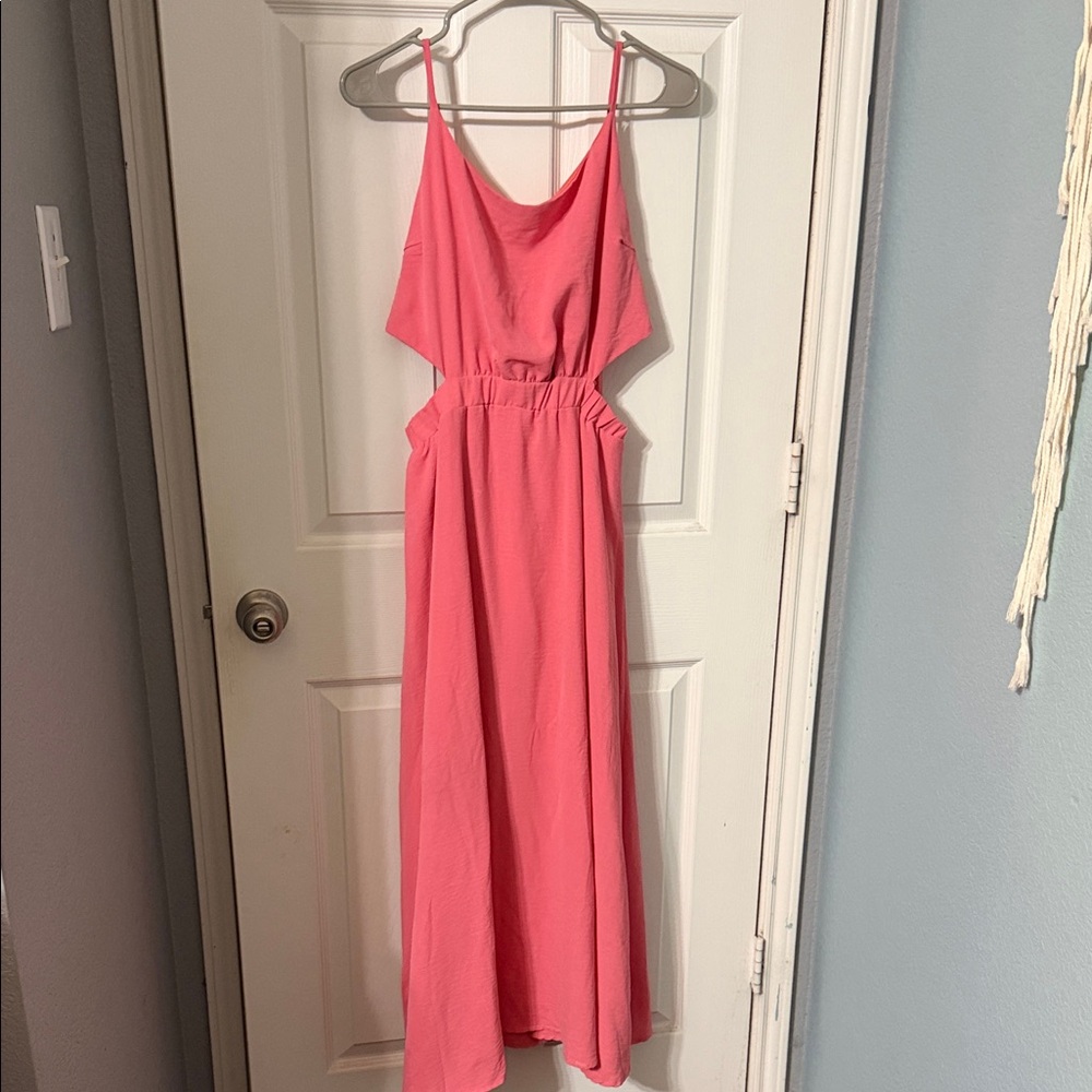 She + Sky Elegant Backless Pink Dress
